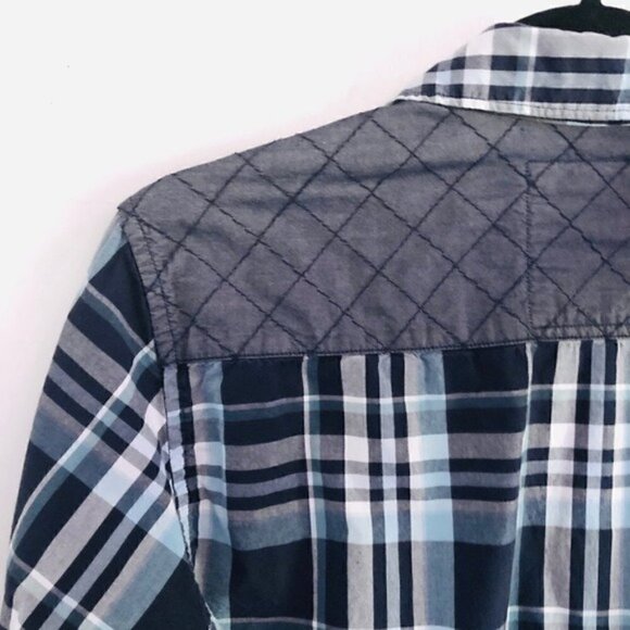Guess LA Dillon Shirt XS Plaid Slim-Fit Long Sleeve Button Down Chambray - Picture 9 of 13